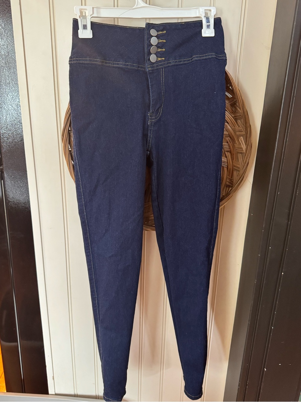 Dark Blue High-Rise Women’s Jeans - 4-Button Front